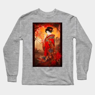 Elegant Geisha in Kimono - Japanese Art T-Shirt Long Sleeve T-Shirt